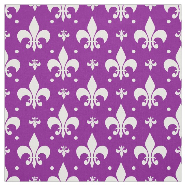 Purple Background Fleur-de-lis Pattern Design  Fabric (Swatch)