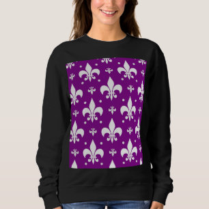 Purple Background Fleur-de-lis Pattern Design Sweatshirt