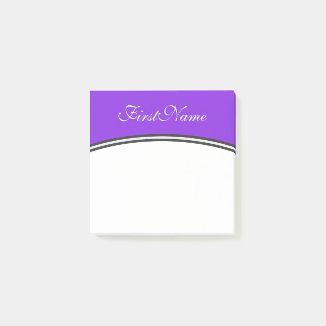 Purple Background + Light Cyan Script-Like Name Post-it Notes (Front)
