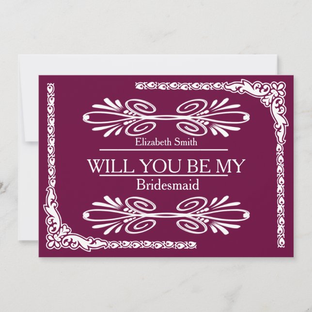 Purple Background Swirl Will you be my bridesmaid Invitation (Front)
