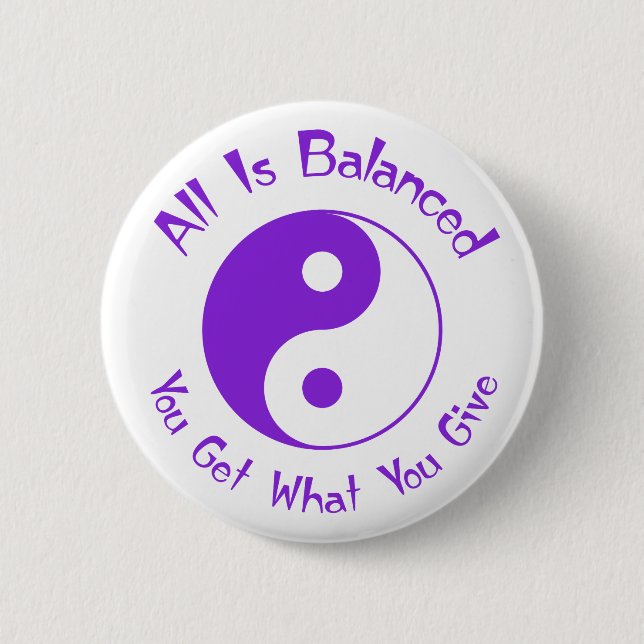 Purple Balance Yin Yang Button (Front)