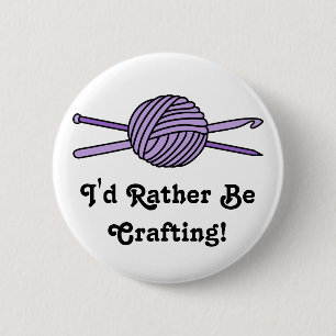 Purple Ball of Yarn (Knit & Crochet) 6 Cm Round Badge