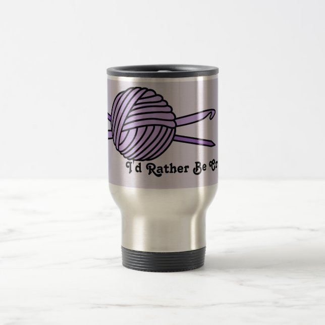 Purple Ball of Yarn (Knit & Crochet) Travel Mug (Center)