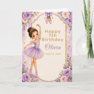 Purple Ballerina Birthday Party Card