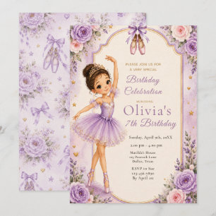 Purple Ballerina Birthday Party Invitation