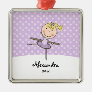 Purple Ballerina Snowflakes Personalised Christmas Metal Tree Decoration