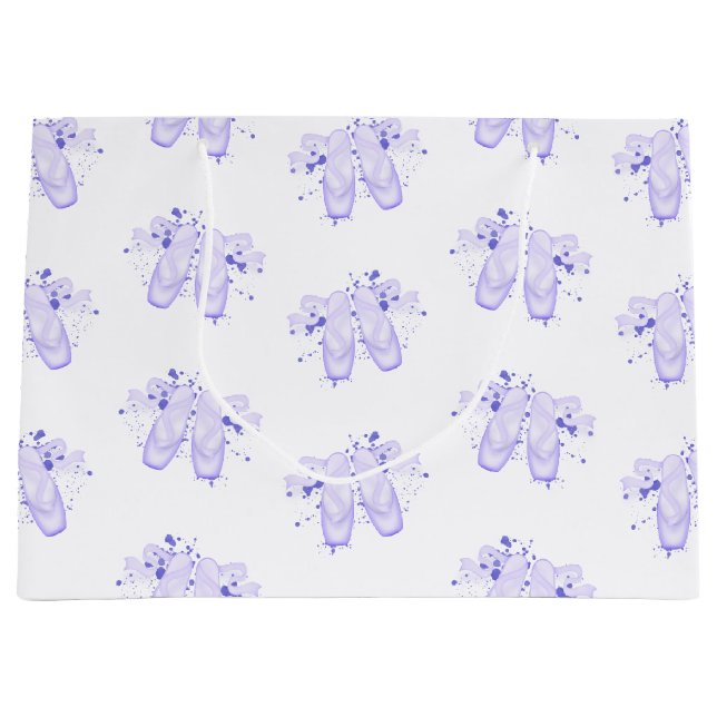 Purple Ballet Birthday Pointe Shoes Large Gift Bag (Front)