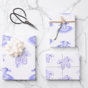 Purple Ballet Birthday Tutu & Pointe Shoes Wrapping Paper Sheet
