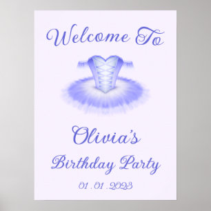 Purple Ballet Birthday Tutu Welcome Sign