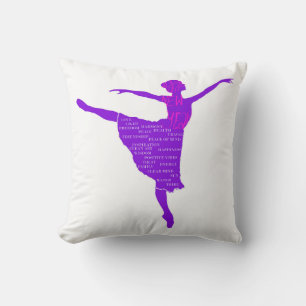 Purple Ballet Dancer New Year Wishes Cushion