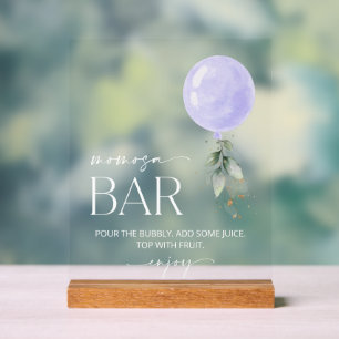Purple Balloon, Eucalyptus, Greenery, Momosa Bar Acrylic Sign