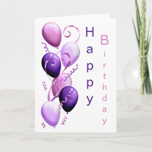 Purple Balloons, Happy Birthday Card