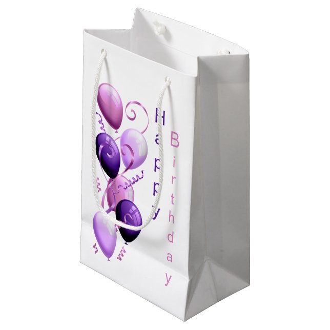 Purple Balloons, Happy Birthday Gift Bag (Front Angled)