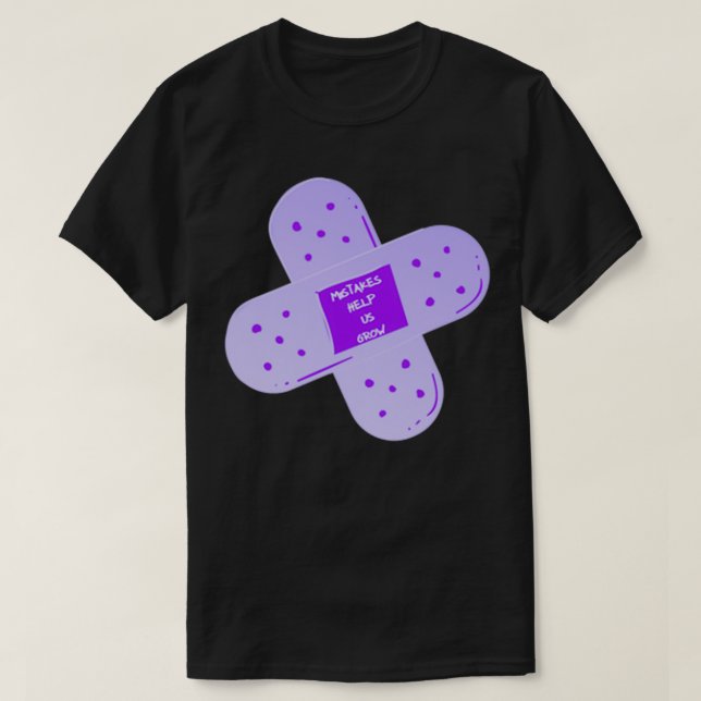Purple Bandaid Mistakes Help Us Grow T-Shirt (Design Front)