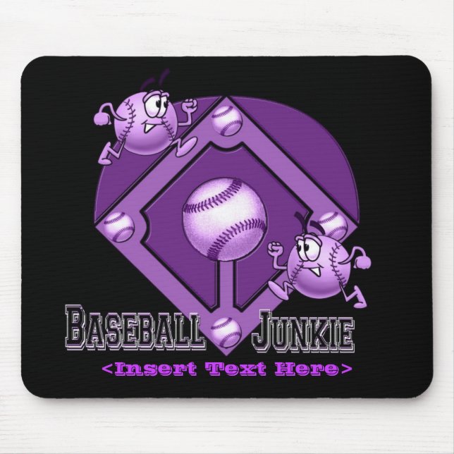 Purple Baseball Cartoon Mouse Pad (Front)