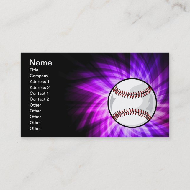 Purple Baseball; Softball Business Card (Front)