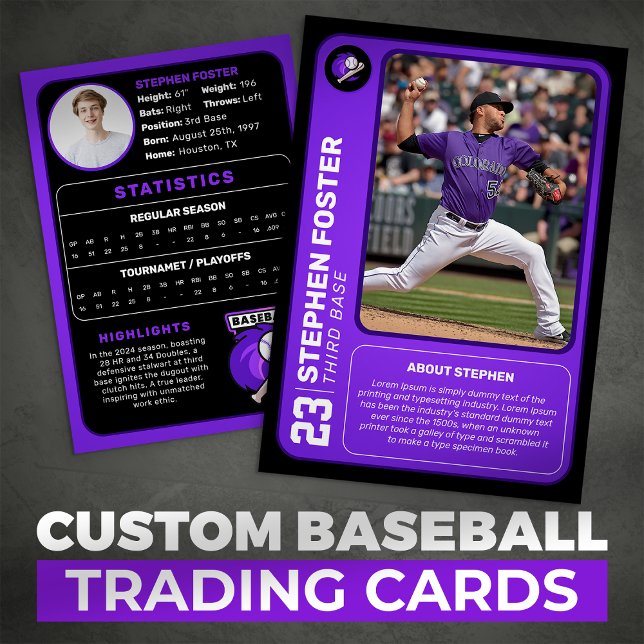 Purple Baseball Trading Card Gift Baseball Player  (Creator Uploaded)