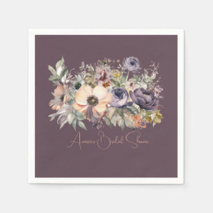 Purple Basil Floral Bouquet Shower Napkin