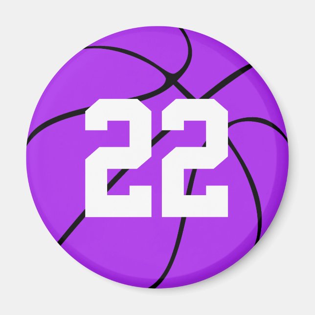Purple Basketball Custom Jersey Number Magnet (Front)
