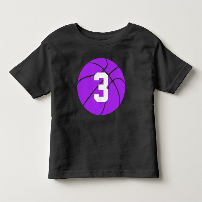 Purple Basketball Kid Custom Jersey Number Toddler T-Shirt (Front)