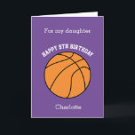 Purple Basketball Sport 9th Birthday Card<br><div class="desc">A purple personalised basketball 9th birthday card for daughter, granddaughter, sister, etc. You will be able to easily personalise the front with the birthday recipient's name. The inside reads a birthday message, which you can easily edit as well. You can personalise the back of this basketball birthday card with the...</div>