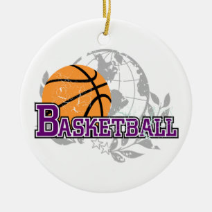 Purple Basketball T-shirts and Gifts Ceramic Tree Decoration