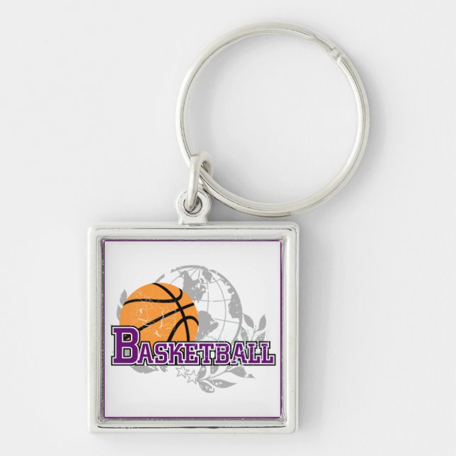 Purple Basketball T-shirts and Gifts Key Ring (Front)