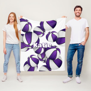purple basketball team colours kids sports decor fleece blanket