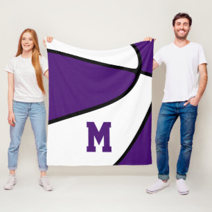purple basketball team colours kids sports room  fleece blanket