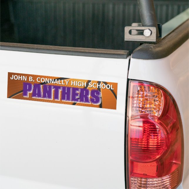 Purple Basketball Team Custom High School Bumper Sticker (On Truck)