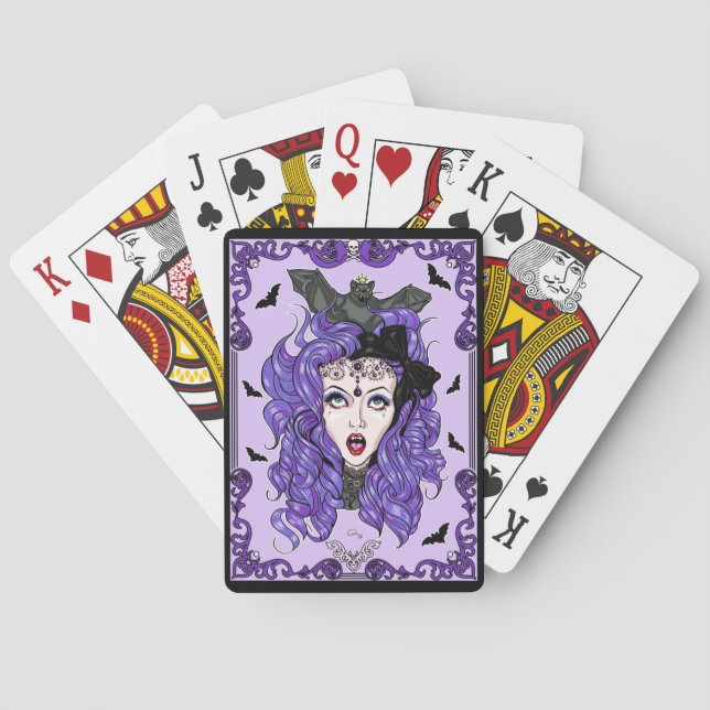 Purple Bat Girl Playing Cards (Back)