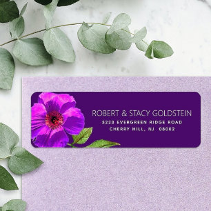 Purple Bat Mitzvah Floral Modern Return Address