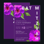Purple Bat Mitzvah Modern Pink Floral Watercolor Invitation<br><div class="desc">Be proud, rejoice and showcase this milestone of your favourite Bat Mitzvah with this sophisticated, personalised invitation! A chic, stunning, purple cassis and pink floral watercolor with modern san serif type overlays a dark purple plum background. Personalise the custom text with your Bat Mitzvah’s name, date, and venue information. Guaranteed...</div>