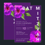 Purple Bat Mitzvah Modern Pink Floral Watercolor Invitation<br><div class="desc">Be proud, rejoice and showcase this milestone of your favourite Bat Mitzvah with this sophisticated, personalised invitation! A chic, stunning, purple cassis and pink floral watercolor with modern san serif type overlays a dark purple plum background. Personalise the custom text with your Bat Mitzvah’s name, date, and venue information. Guaranteed...</div>
