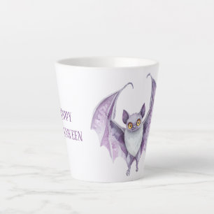 Purple Bat Spooky Halloween   Latte Mug
