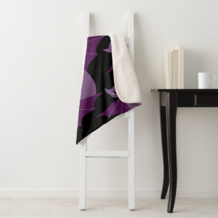 Purple Bats Sherpa Blanket