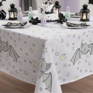 Purple Bats Spooky Cute Baby Halloween Tablecloth