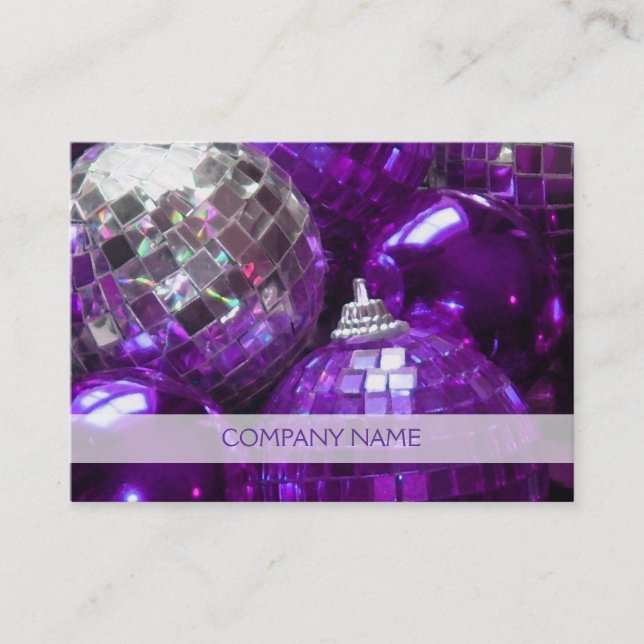Purple Baubles business card template chubby (Front)