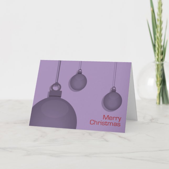 purple Baubles Christmas Card (Front)