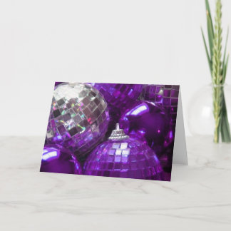 Purple Baubles greetings card