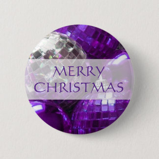 Purple Baubles 'Merry Christmas' button