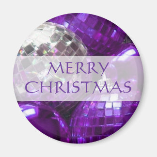 Purple Baubles 'Merry Christmas' fridge magnet