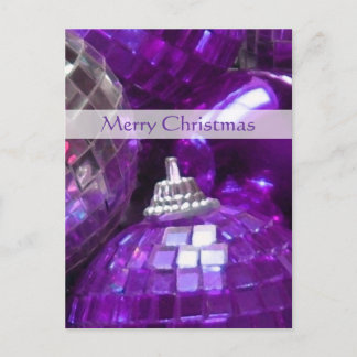 Purple Baubles 'Merry Christmas' postcard portrait