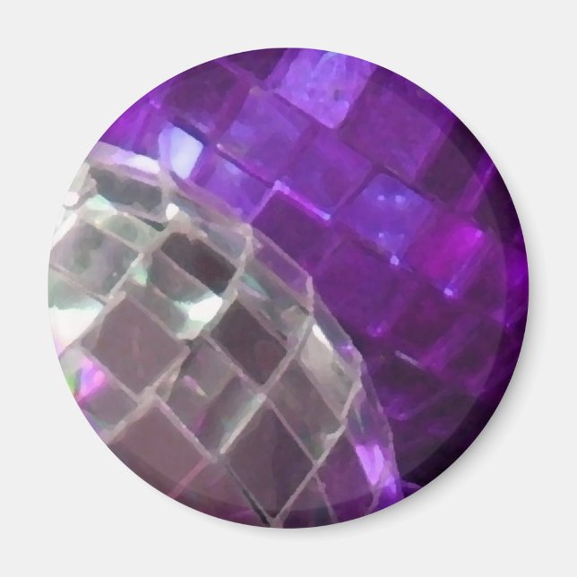 Purple Baubles mirror ball fridge magnet (Front)