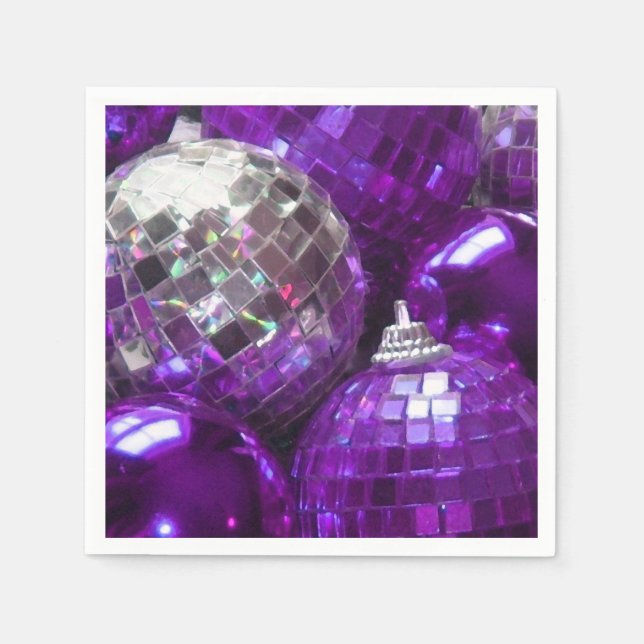 Purple Baubles paper napkins (Front)
