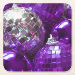 Purple Baubles square coaster