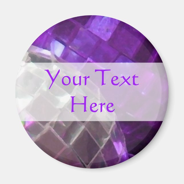 Purple Baubles 'Your Text' mirror ball magnet (Front)