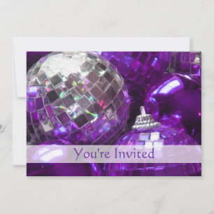 Purple Baubles 'You're Invited' invitation