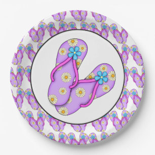 Purple Beach flip flop party paper plate