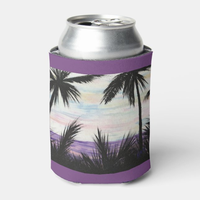 Purple Beach Sunset Can Cooler (Can Front)
